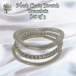 Mesh Chain Stretch Multilayer Bracelets Set of 3